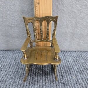 Brass Dollhouse Miniature Rocking Chair Made in India 3"